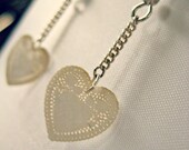 PAPER HEART EARRINGS - antique style tiny doily earrings