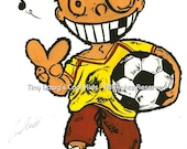 8.5x11" (8x10")  "Peace out" - Anime inspired Soccer Boy Print