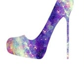 Heaven on Earth - High Heel Shoes Galaxy Universe Art Print