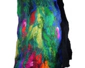 Felted Scarf  MULTICOLOR SCARF Wrap fairy wool scarf Felt Scarves Nunofelt Nuno Silk Silkyfelted Eco wearable art fairy shawl Boho Fiber Art