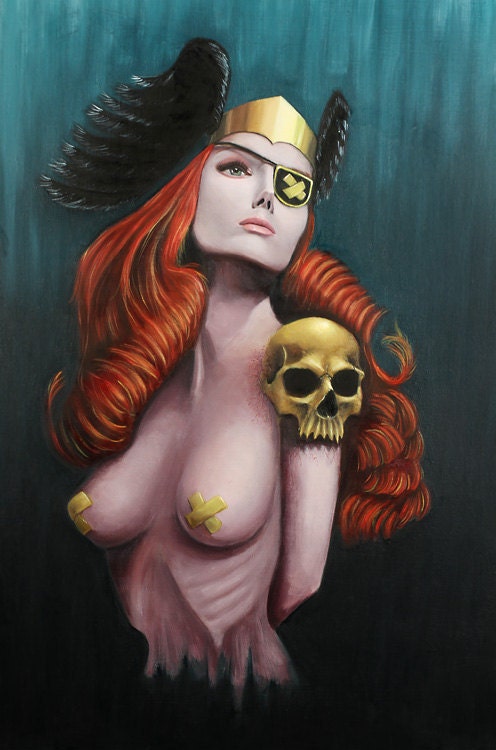 Kara, Valkyrie Series  2. A Reese Hilburn (RockabillyReese) Original Oil Painting