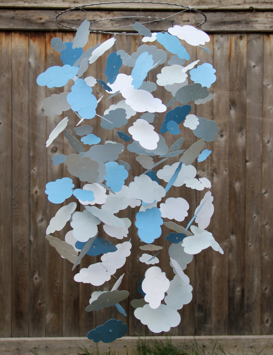 Blue and White Cloud Mobile