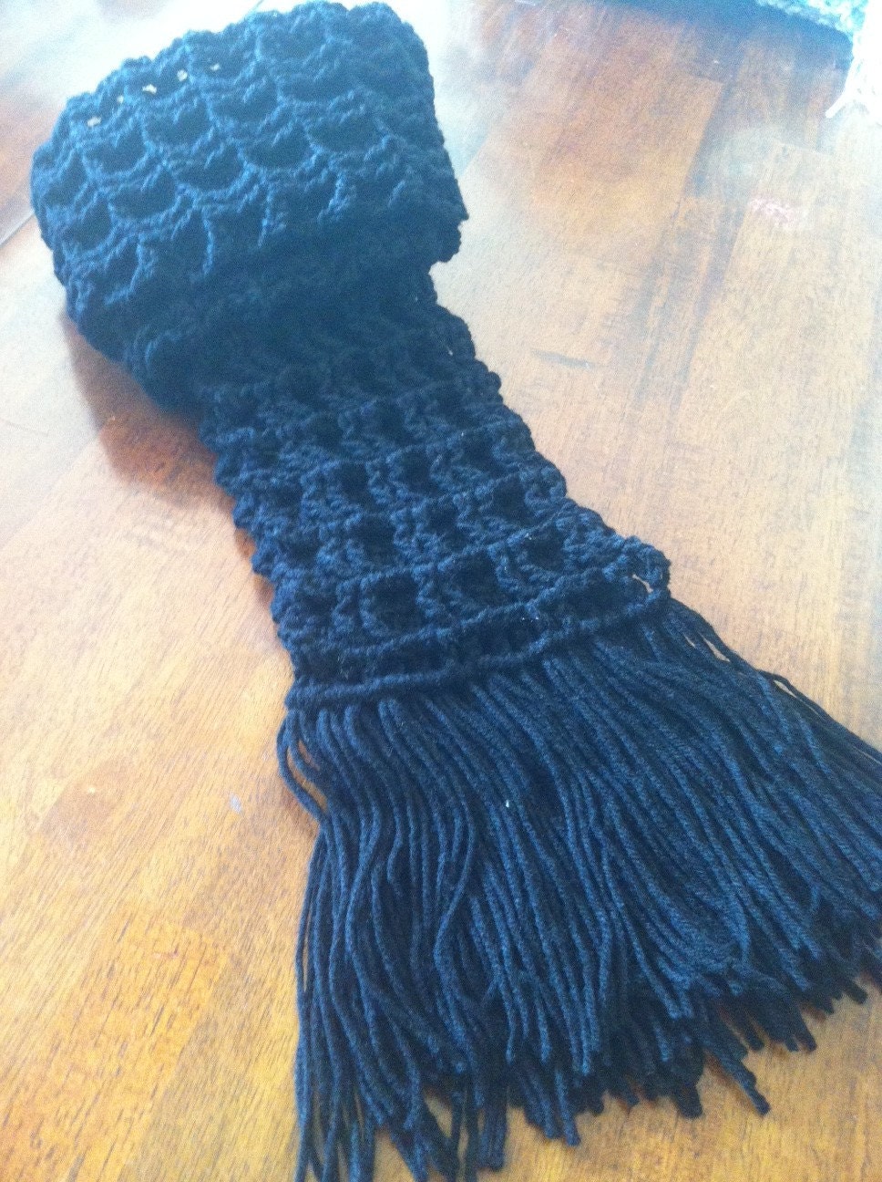 Black Crocheted Scarf