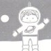 Astronaut Boy Notecards Set of Three Gocco Printed Cards
