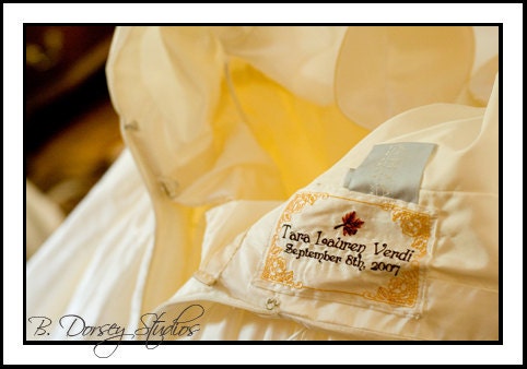 RUSH Wedding dress label with frame and extra line initial or design