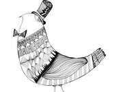 Dressed to the Nines 8x10 Fine Art Archival Print of Original Pen and Ink Drawing