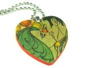 Retro Sci Fi Jewelry Alien Necklace Martian Kiss Geekery Weird Love Pendant