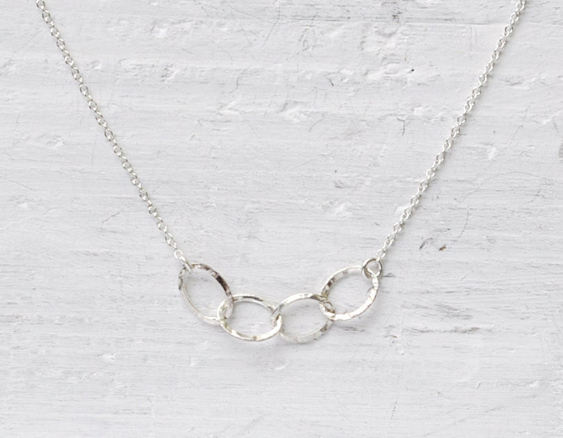 Sentiment silver - delicate sterling silver hammered oval links necklace - simple modern jewelry