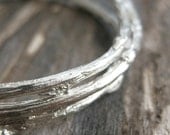 Trio of Willow Bangles - Sterling Silver - cast from real willow branch