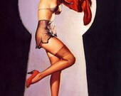 Sale LARGE 20x24 Canvas  Elvgren  PEEK a VIEW  Burlesque Bathroom, Peeking Keyhole Bath Stockings Nylons Lingerie upskirt pinups
