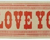 I LOVE YOU Red Hand Printed Letterpress Cards 8 Pack a10
