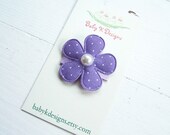 Infant Clips/ Baby Snap Clips / Newborn Clips / Itty Bitty Size Purple and White Polka Dot  Flower Bows Clippies