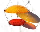 Trains and Traffic Bird Feeder Eco-Friendly recycled railroad red golden amber yellow upcycled birdfeeder