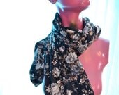 The Elephant and the Rose - Black Velvet Scarf