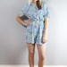 1980s Seashell Romper - Vintage 1980s Pretty Pastel Cotton Beach Romper - Small Aquamarine