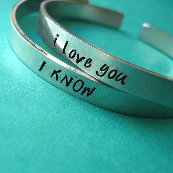 Star Wars Bracelets - Set of 2 Han & Leia Cuffs - His and Hers - I love you - I know