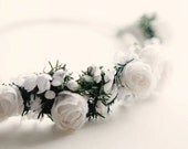 Wedding tiara, Bridal hair band, White flower crown, headpiece - PORTIA