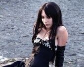 Formal Black Dress- Steampunk Weddings- Victorian Corset, Evening Gown