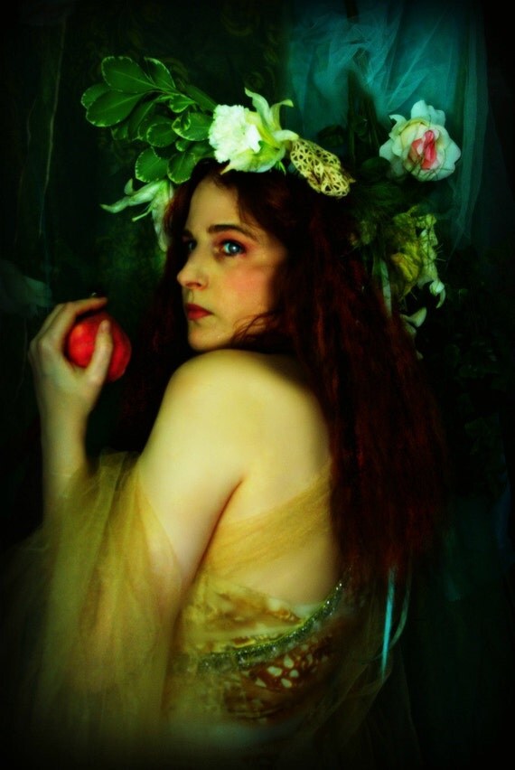 Prosperine, 11x14 inches Photographic Portrait of a Woman, Pre-Raphaelite with Pomegranate