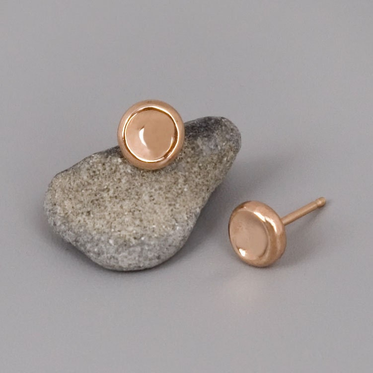 Rose Gold Studs Earrings - Pebbles - Solid 9k Rose Gold Earrings