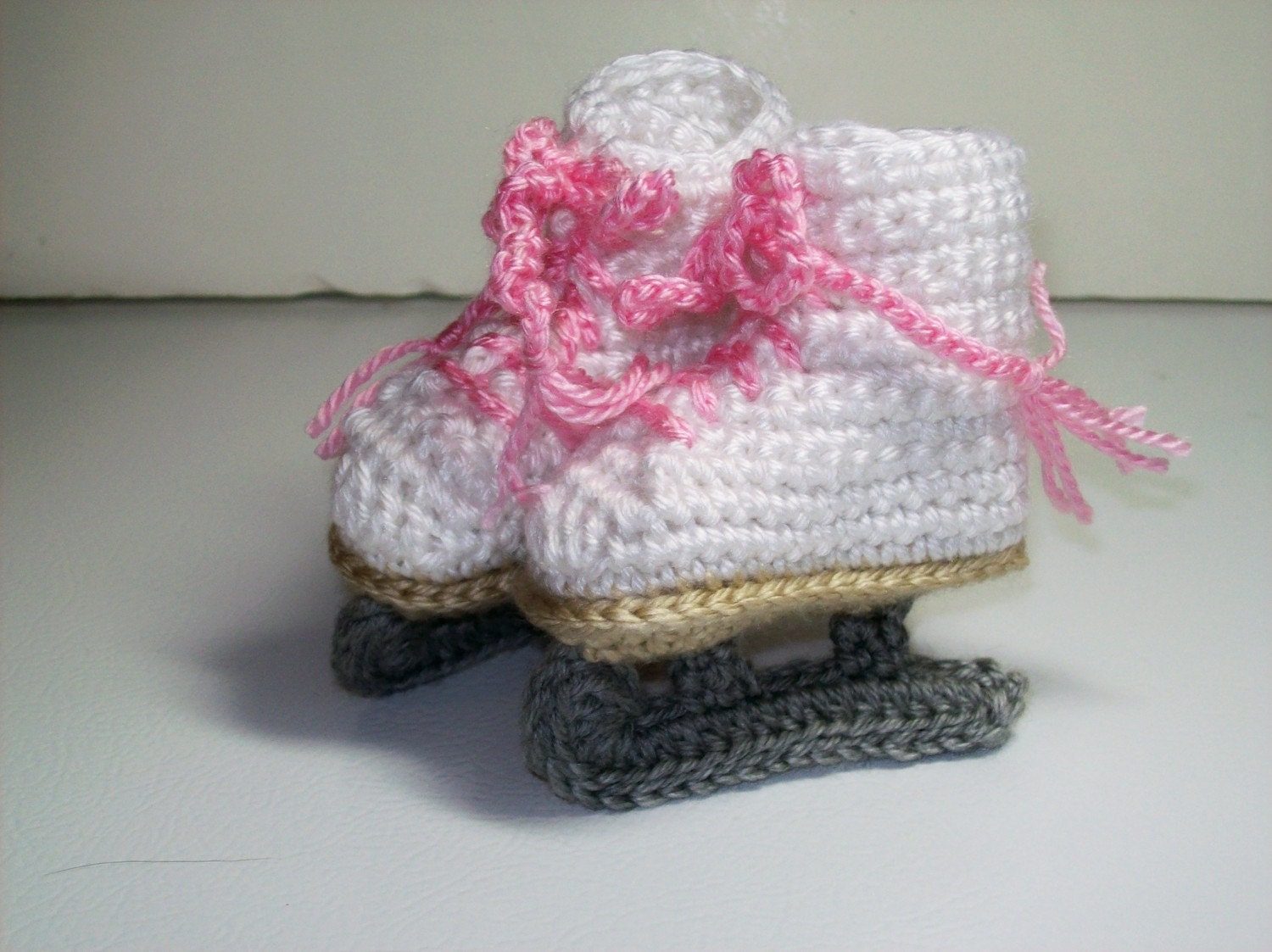 Baby White Figure Skate Booties NEWBORN Photo Prop