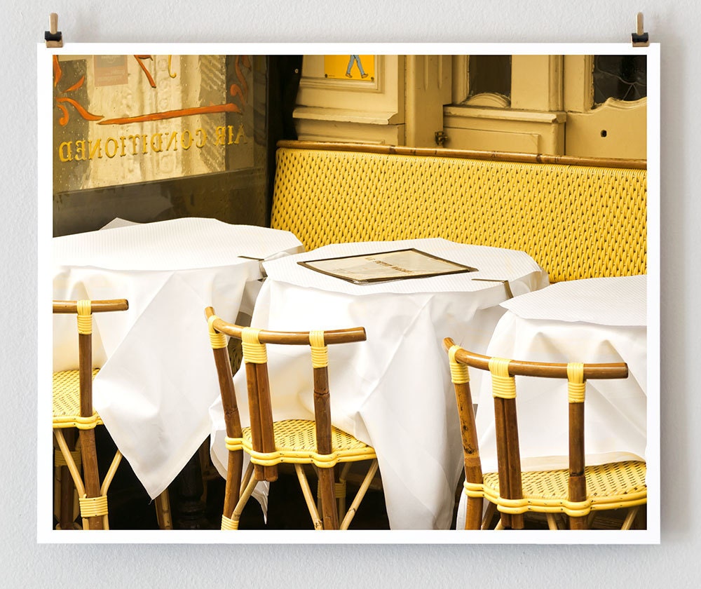 Paris Photo, Yellow Chairs - 8x10 French Art Print, Paris Photography Wall Art