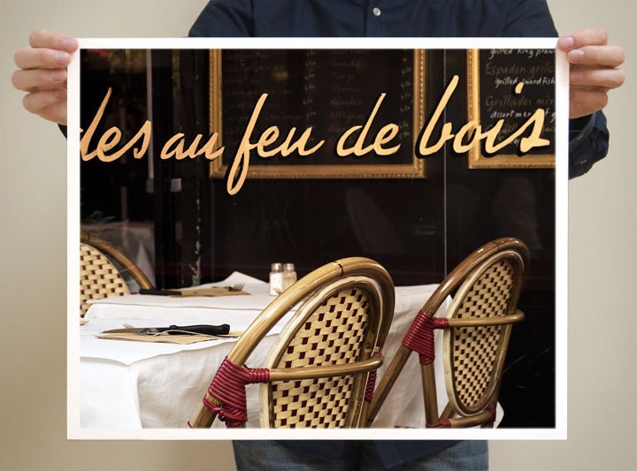 Paris Photography - Cafe Typography, 16x20 French Art Prints, Wall Decor