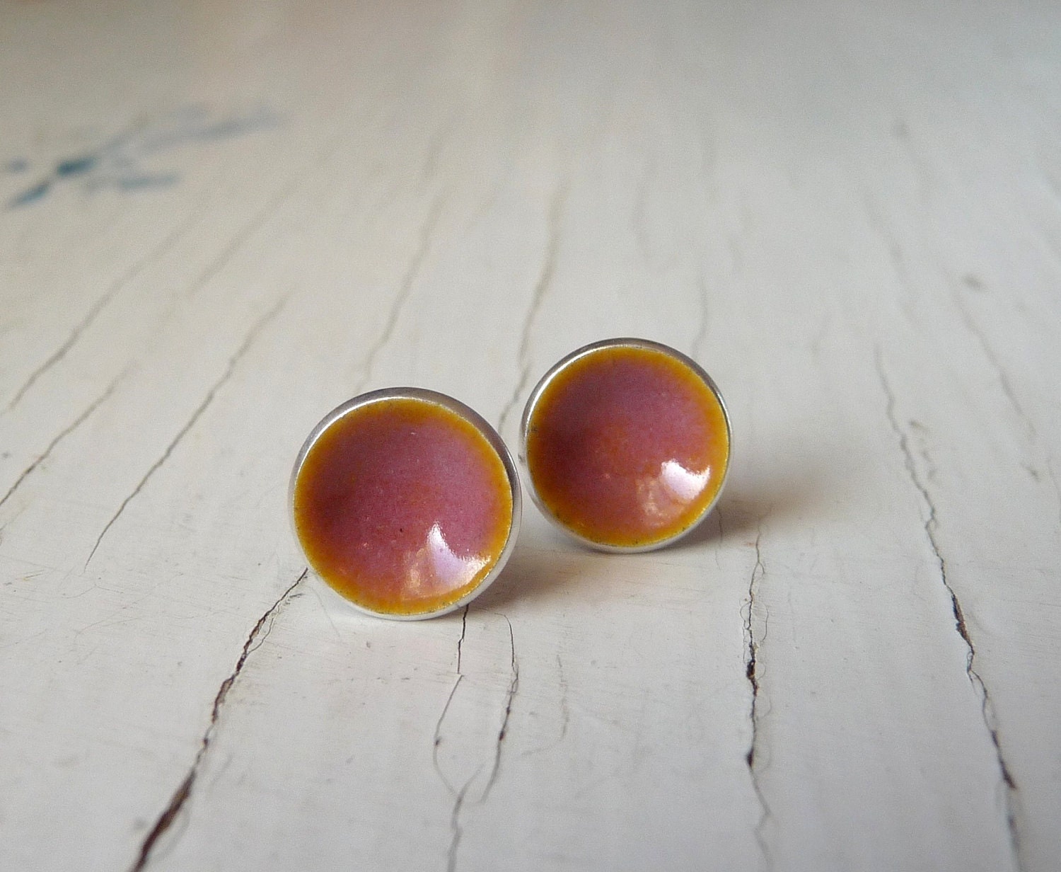 orchid pink dot earrings