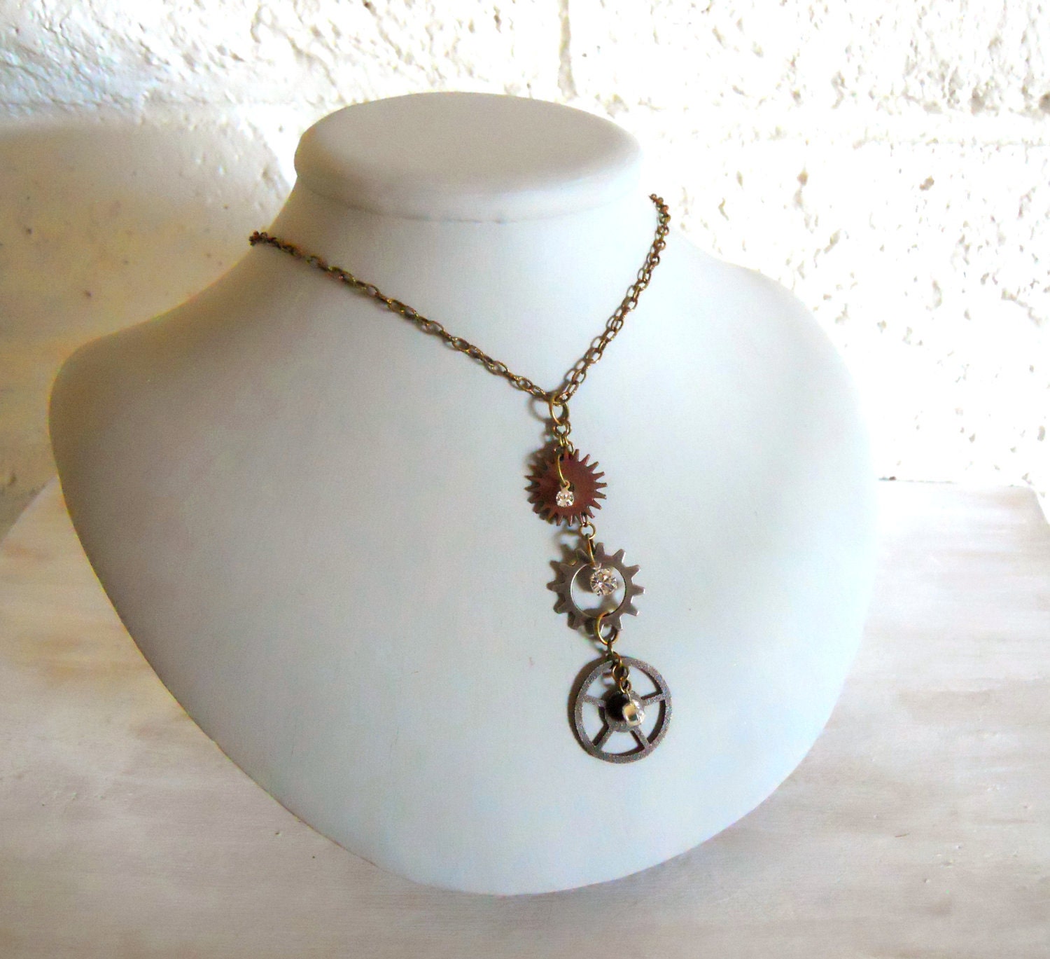 Cogs and Gears Necklace Steampunk Airship Mechanic's everyday pendant