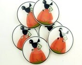 Pumpkin Buttons. Crow and Pumpkin handmade buttons. Fall buttons. 6 sewing or knitting buttons.