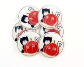 Cat Buttons. Fall or Autumn Handmade buttons. 6 resin sewing buttons. Halloween or Thanksgiving Buttons.