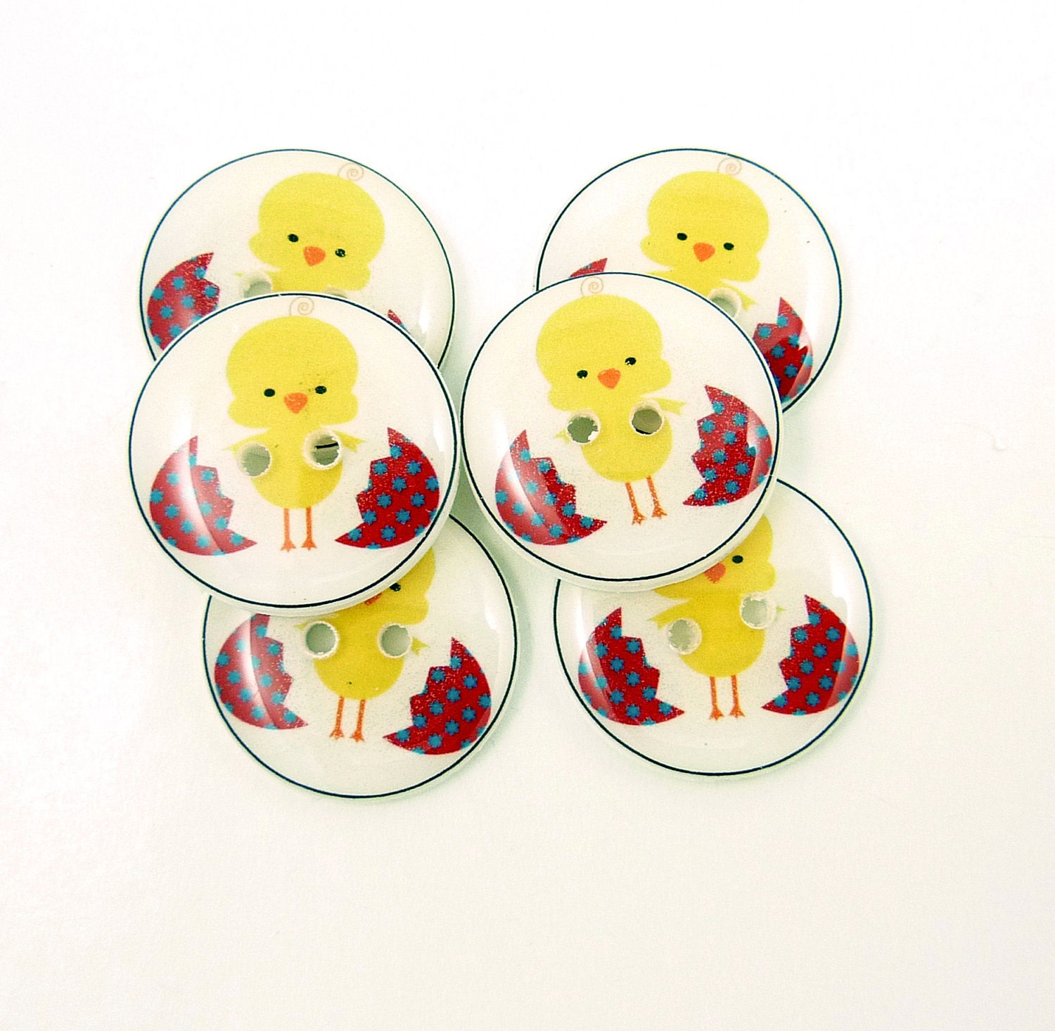 Easter Chick Buttons.  Handmade Sewing Buttons. 6 knitting supplies or sewing embellishments.