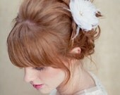 Bridal Hair Flower, Feather, Fascinator, Vintage Inspired, Wedding Head Piece, Flower Fascinator,  Maude Ships in 1 Month
