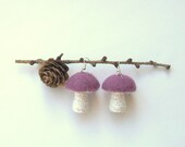 Alice in Wonderland felt earrings mushroom purple wool autumn woodland Birthday party enchanted forest decoration Weddings favor