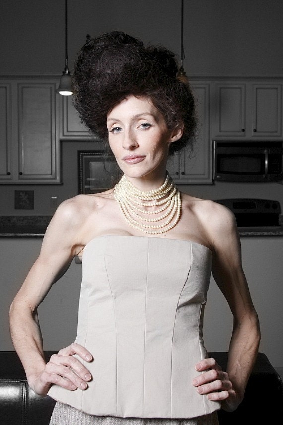 Bustier Top, Steampunk Bustier, Military Bustier, Bustier in Khaki, Corset