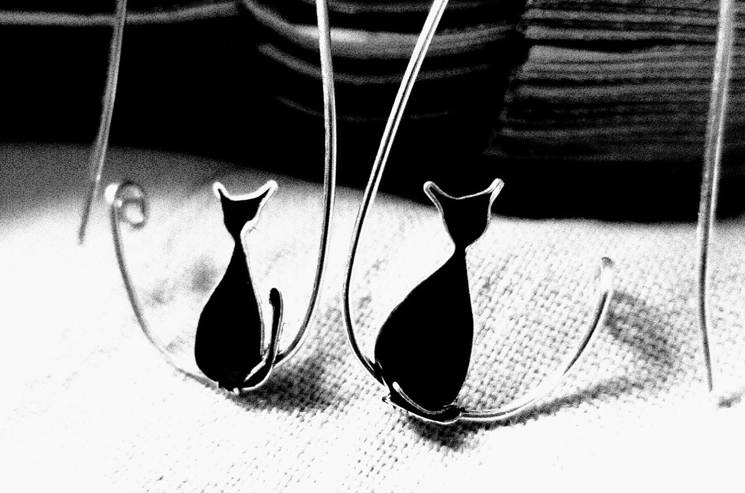 Black Cat Earrings. Cat Silver Earrings. Silver Hoops Earrings.Cat Jewelry. For Cat Lovers. Elegant Earrings. Minimal Jewelry.