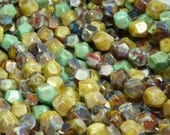 STUNNING 10mm Faceted Color Mixed FULL Picasso Firepolished Czech Glass Nugget Beads (A113)