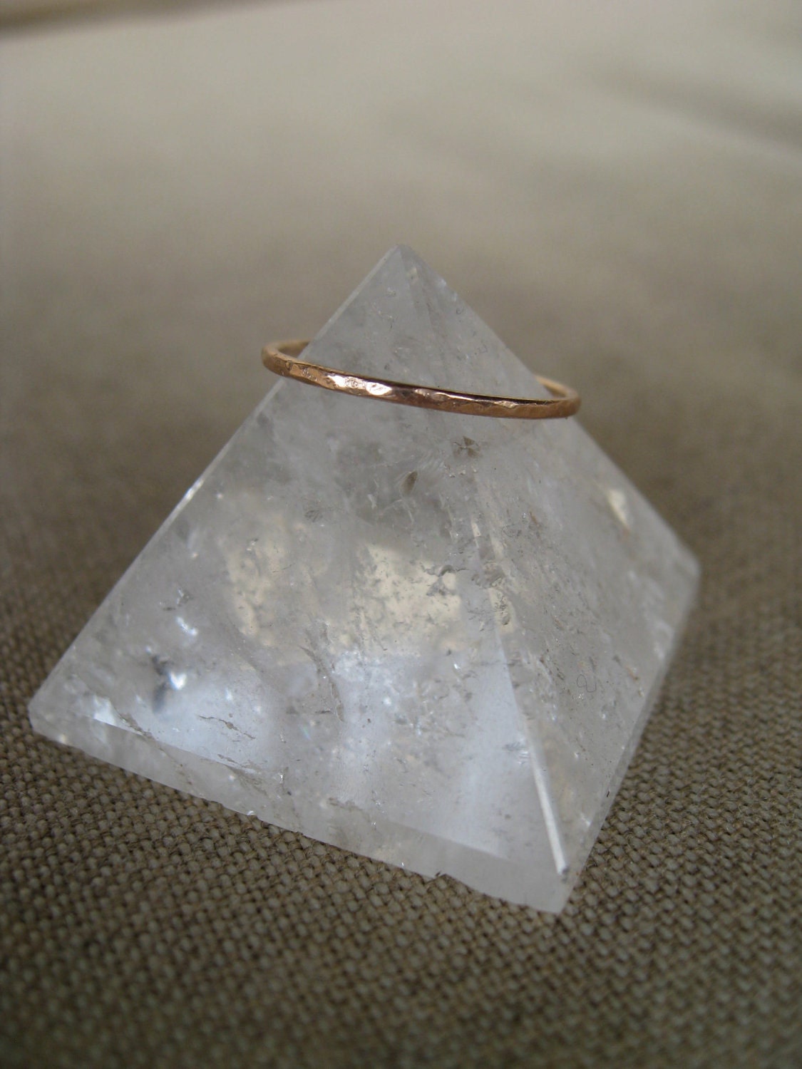 Solid 14KT Rose Gold Hammered Stacking Band Ring