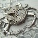 Steampunk Necklace Silver Crab Vintage Watch Movement Gothic Victorian Jewelry Rustic Primitive Antiqued Finish Gifts For Her