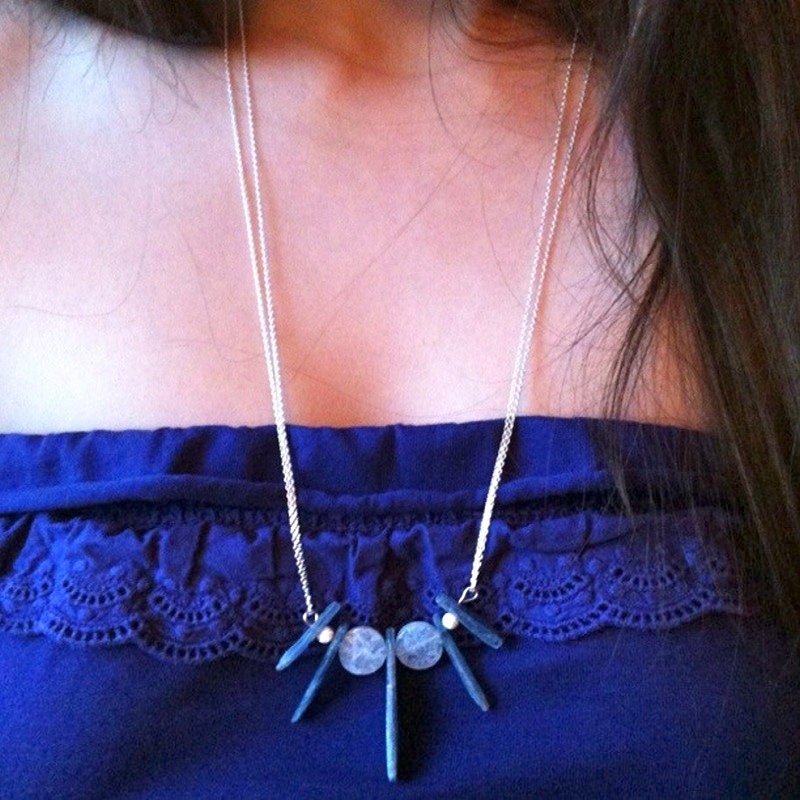 Blue Kyanite, Blue Lace Agate & Stardust - Gemstone Necklace