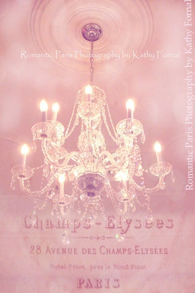 Paris Photography - Paris Pink Decor - Paris In Pink Chandelier - Paris Pink Photos Wall Art - Fine Art Photography 8" x 12"