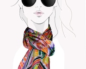 Electric Sunshine: Bright Multicolor Geometric, hand painted silk scarf