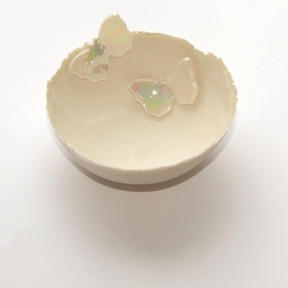 Butterfly Medium Porcelain Decorative Bowl - Great for Christenings, Weddings, house warming gift