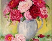 Fine Art Print Original oil painting Floral Pink Peonies 11x14 by J Beaudet Etsy
