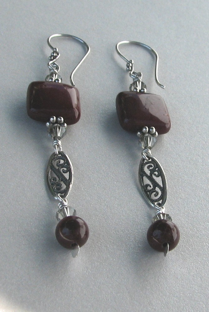Sterling Silver and Mookaite Earrings