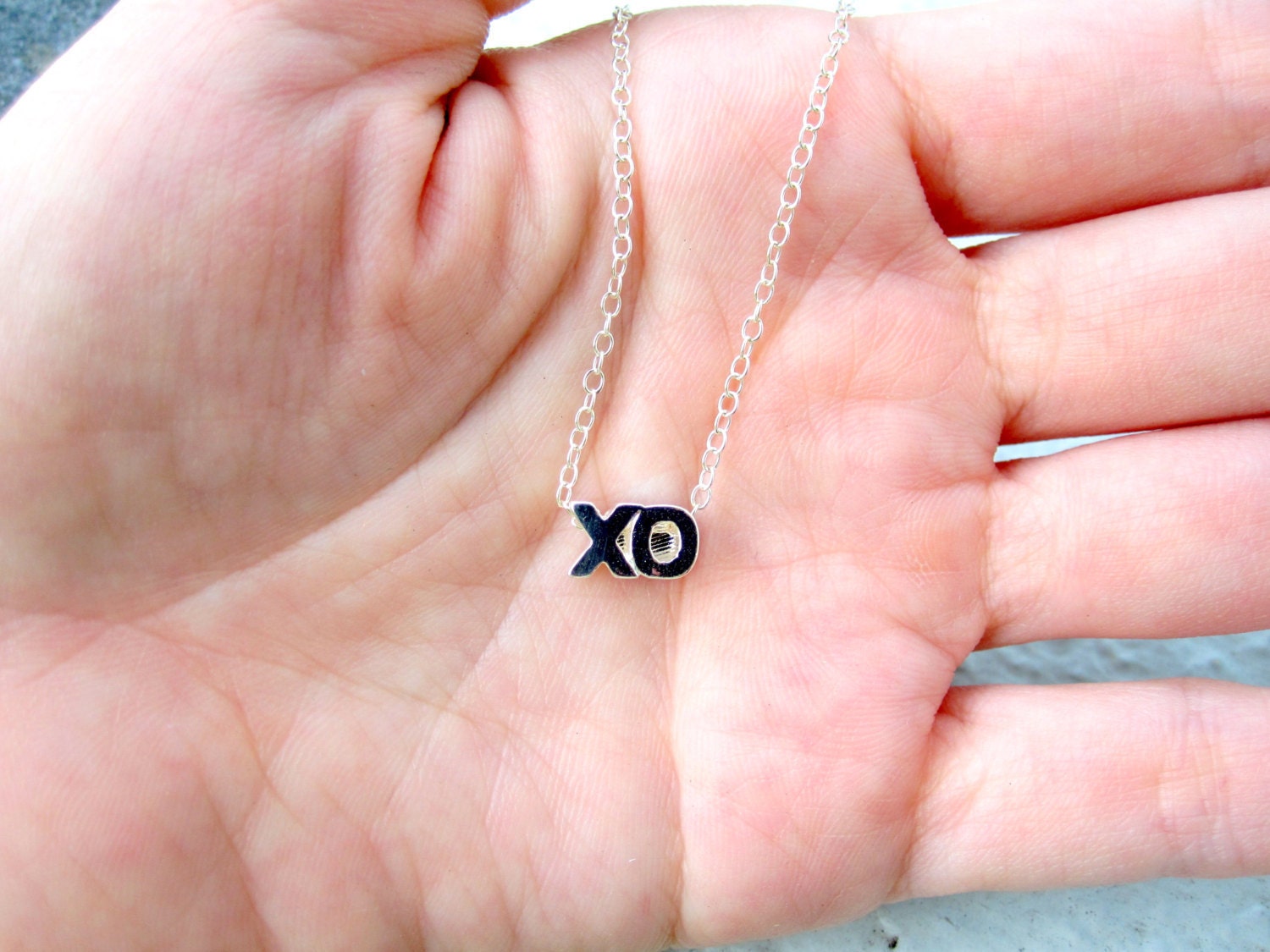 XO Pendant Necklace BFF Necklace Sterling Silver Necklace Hugs and Kisses