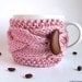 Coffee Cozy in Pastel Pink, Cup Cozy -  Summer Wedding Bride Garden Flower Rose Peony Lemonade - Graduation Gift