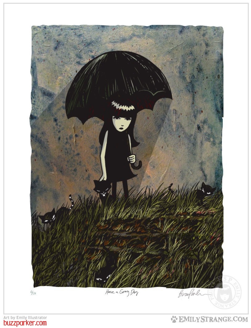 Have A Grey Day, Limited Edition Emily The Strange Art Print