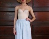 SALE//Vintage Pale BLUE SEERSUCKER Skirt Size M 1980s