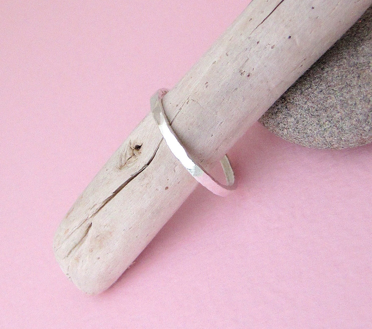 Stacking Ring Silver Hammered Stack Ring - Sweetheart